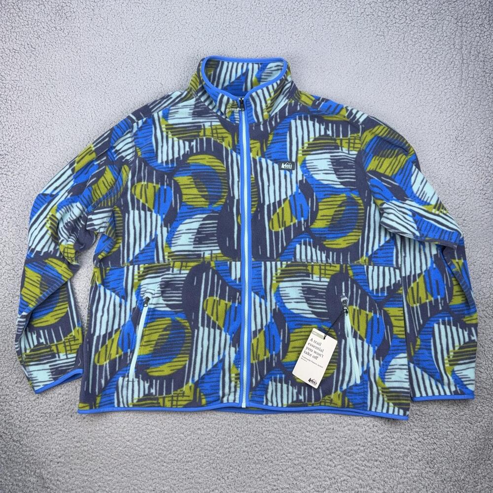 REI Co-op Trailmade Fleece Jacket Womens 3X Blue Geometric Full Zip Outdoor NWT
